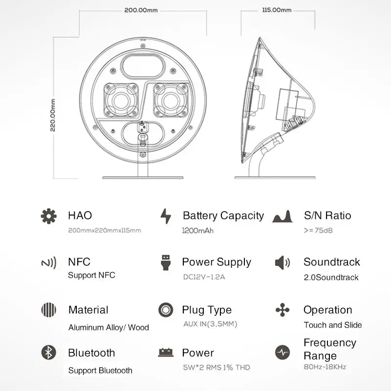 SOLO ONE HIFI Беспроводная книжная полка BLUETOOTH динамик деревянный BLUETOOTH 4,0 V. 2.1CH сабвуфер динамик, поддержка сенсорного управления и NFC