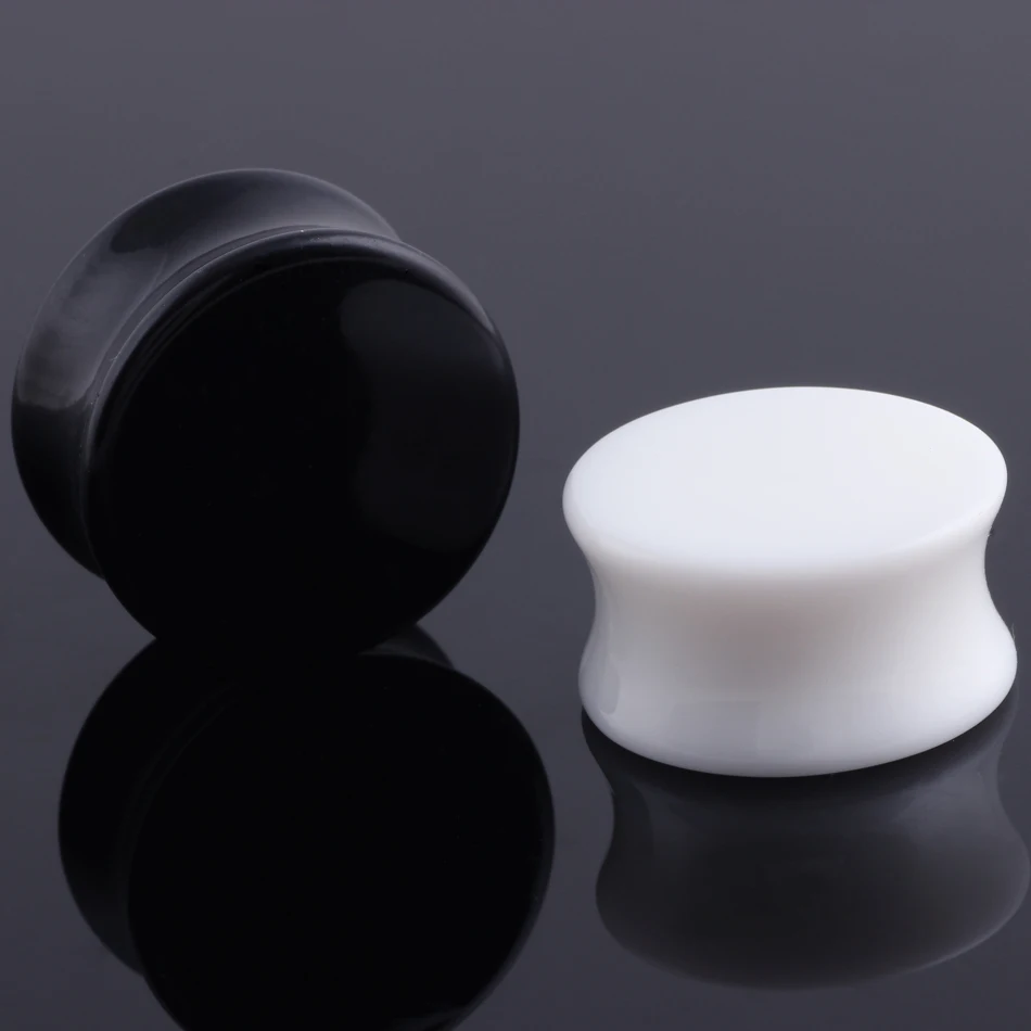 Body Jewelry 1Pair Acrylic Black and White Ear Plugs Tunnels Ear Expander Stretcher Piercing Earring