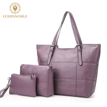 LUDESNOBLE Lujo Mujeres de Los Bolsos Bolsos de Hombro Del Diseñador de Las Mujeres Bolsos de Cuero Compuesto Bolsa de Conjunto de Oro Bolsas Femininas