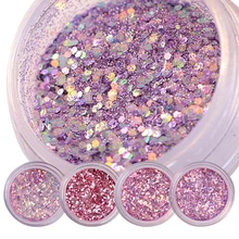 BORN PRETTY 15 г сверкающий лак для ногтей Шестигранная блестка розовая фиолетовая для украшения ногтей хлопья порошок маникюрные украшения ногти блестка DIY