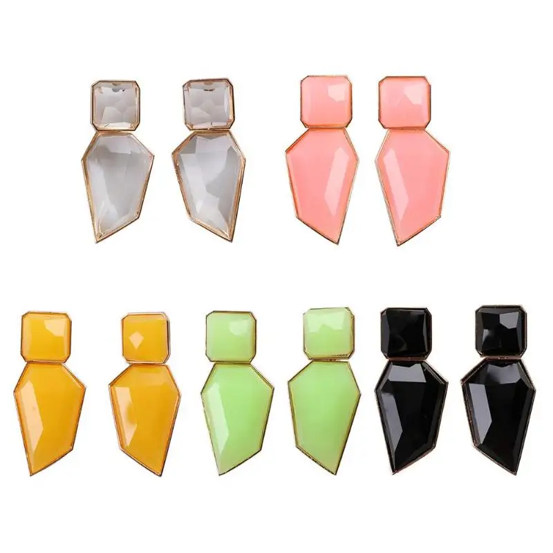 

Fashion Candy Color Earrings Geometric Resin Drop Exaggerated Dangle Earrings for Women Party Summer Jewelry