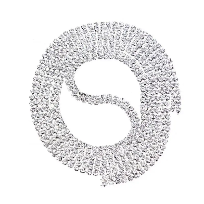 

1Yard 2 Row Clear Rhinestone Trim Glass Bead Rhinestone Mesh Chain Wedding Chain Dress Garment Decorations DIY Necklace Bouquet