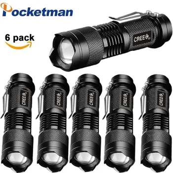 

Mini Zoomable Flashlight Torch XML Q5 LED Flashlight 3-Modes Outdoor Camping Light Portable Waterproof LED Lanterna 6pcs/Pack