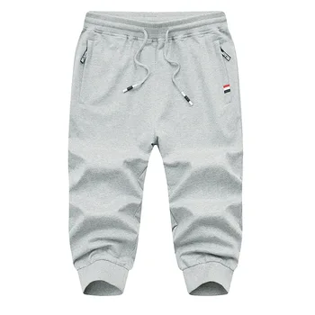 

Summer Casual Beach Shorts Men Boardshorts Breathable Solid Zipper Pocket Sweatpants Mens Drawstring Knee Length Joggers Shorts