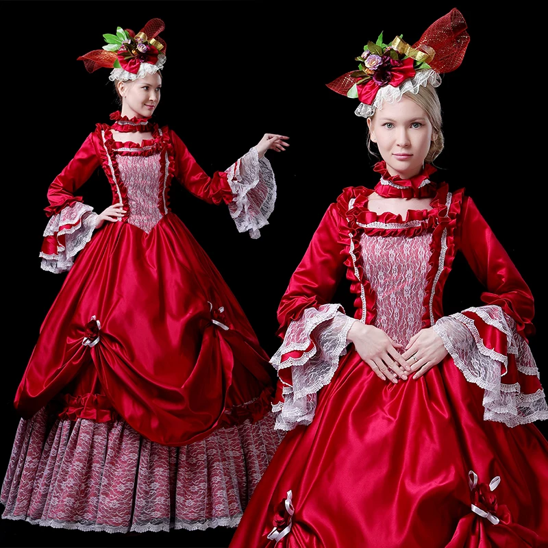 

Rococo Painting Women Dress Historic Ball Gown Red Victorian Period Dress Masquerade Ball Dress Theatre Dresses