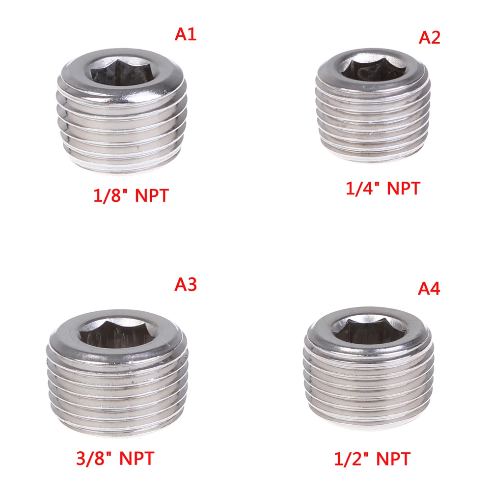 1/" 1/4" 3/" 1/2" NPT Мужской SS304 нержавеющая сталь потайной конец вилка с утопленной шестиугольной головкой разъем трубного соединения