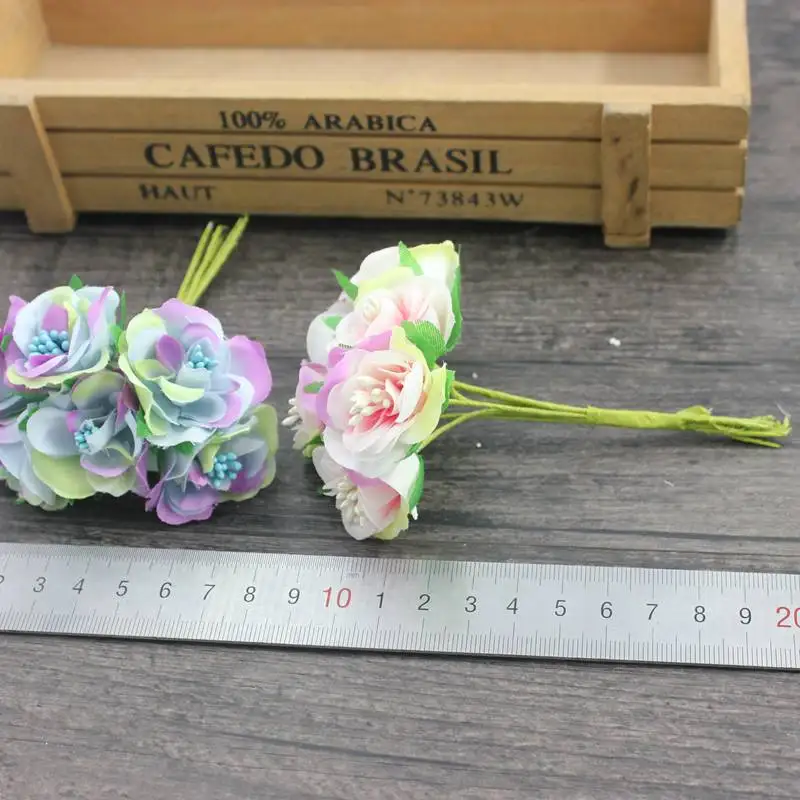 6 шт./лот дешевые мини Маргаритка из шелка искусственные розы Букет DIY бумажное украшение для свадьбы цветок для скрапбукинга цветок