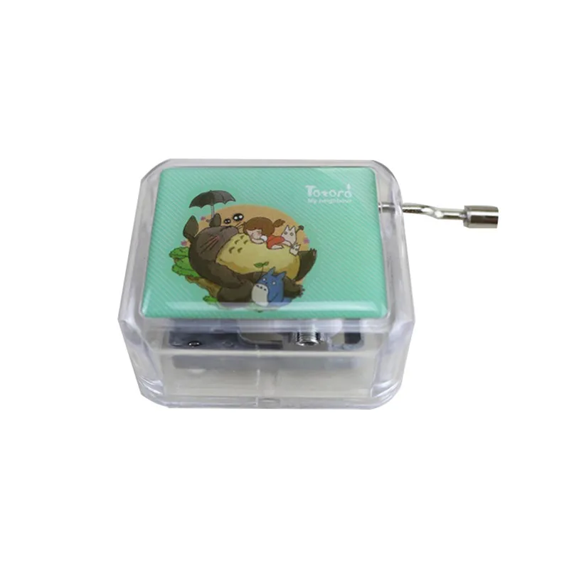 Música miniatura Miyazaki Hayao animación caja de música TOTORO chico juguetes cajas de música manivela de mano cajas mecánicas de acrílico