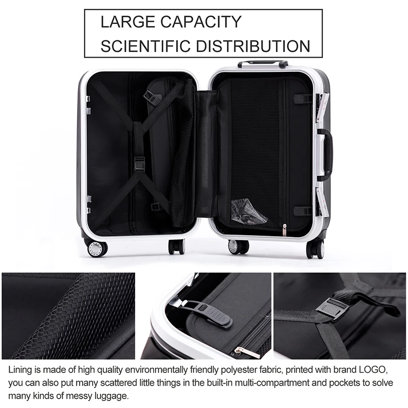 Алюминиевая рама+ чемодан из поликарбоната, 2" 22" 2" 28" дюймов высококачественный антикоррозионный багаж на колёсиках, TSA замок дорожная коробка Жесткая Сторона багажа