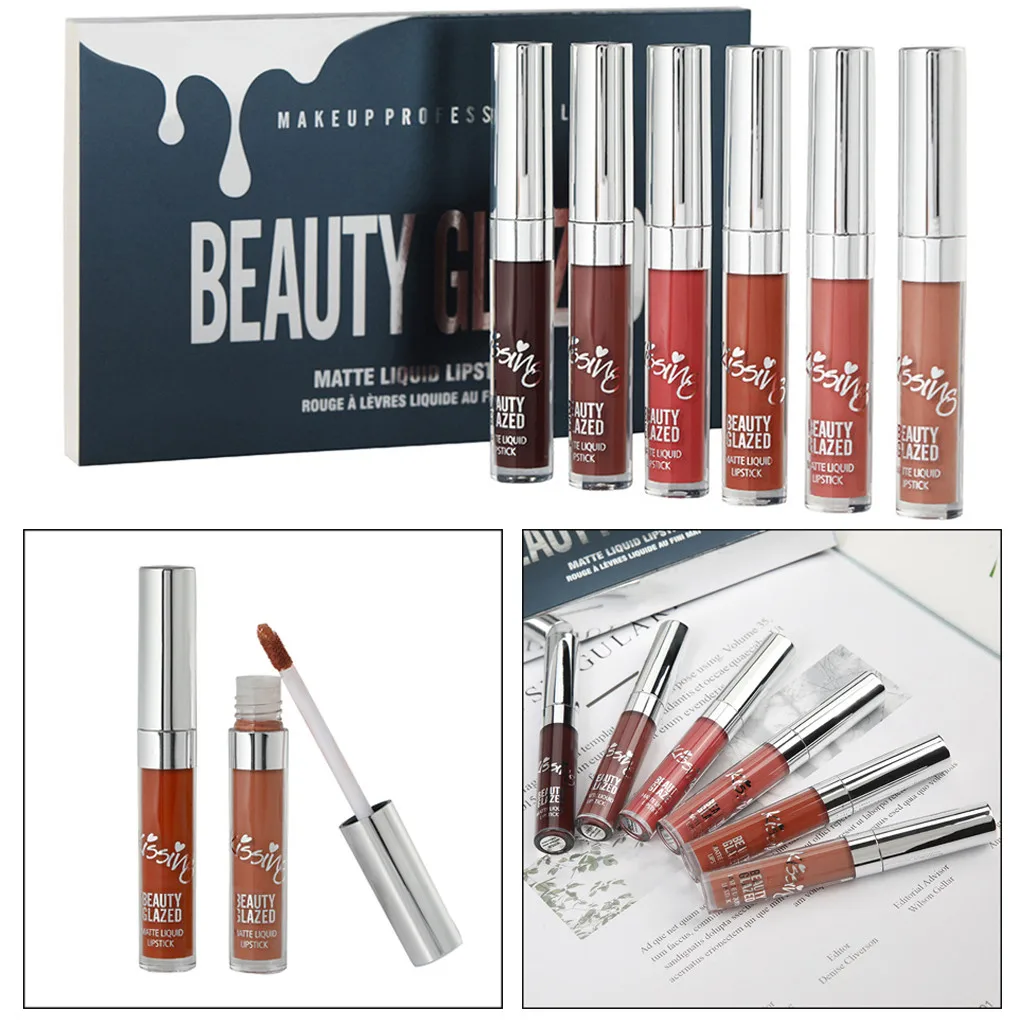 

Beauty glazed ladies lipstick New Sexy Lipstick Long Lasting Waterproof Liquid Lipstick Velvet Matte Lipgloss beauty maquiagem