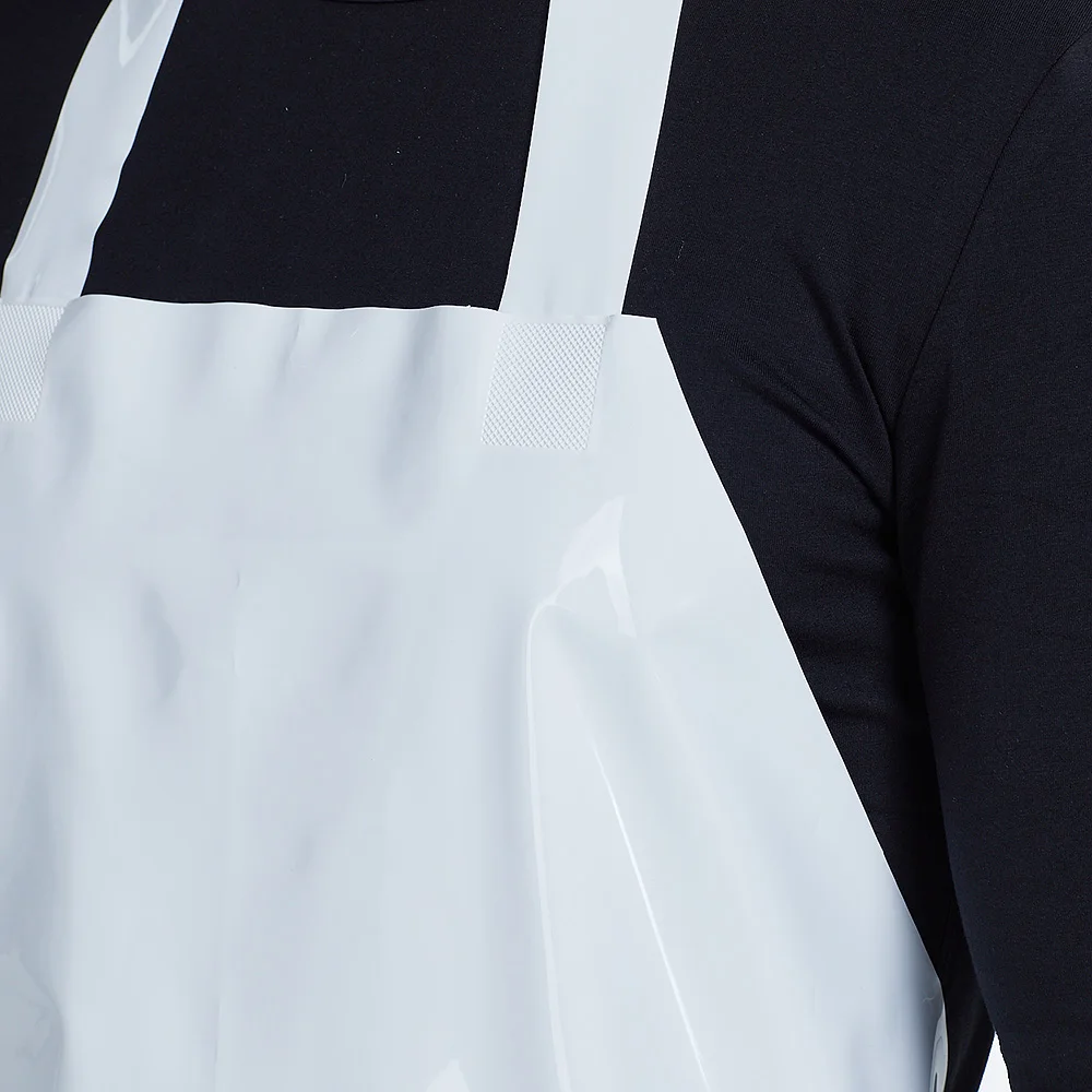 White Short Pu Kitchen Waterproof And Oil-Proof Anti-Fouling Aprons For Men Women Adults