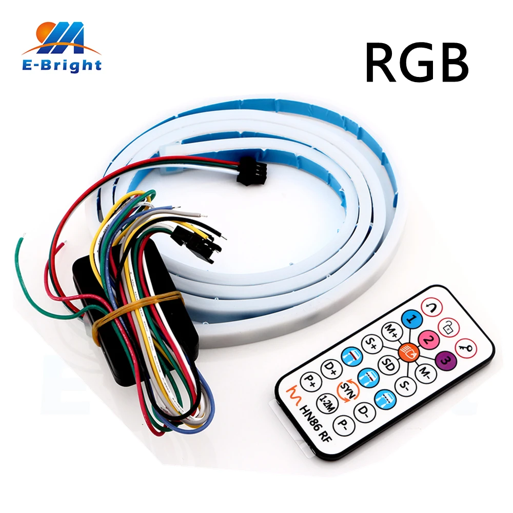 

2pcs Remote Control RGB 120cm 5050 LED 12V IP65 with 3M Glue Dynamic Streamer Car Luggage Compartment Lamp Strip Canbus NO ERROR
