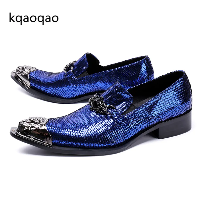 Iron Chains Men Shoes Formal Shoes Oxfords Genuine Leather Flats