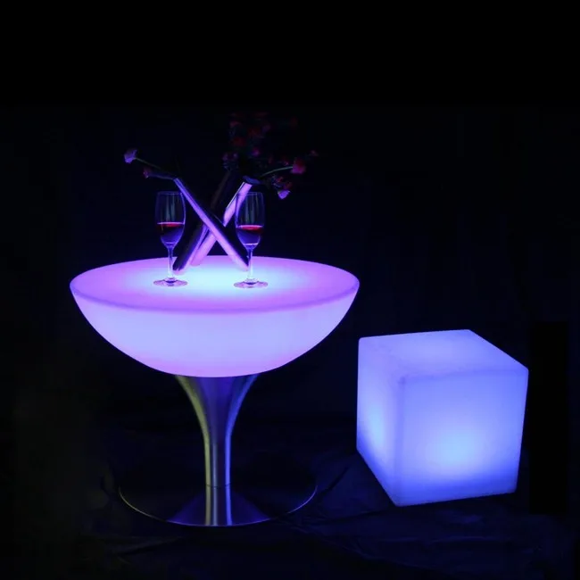 IP65 Waterproof 16 colored Change Light in Dark Illuminated Coffee Bar Furniture Table SK-LF18 (D66*H58cm) for Party Event 10pcs