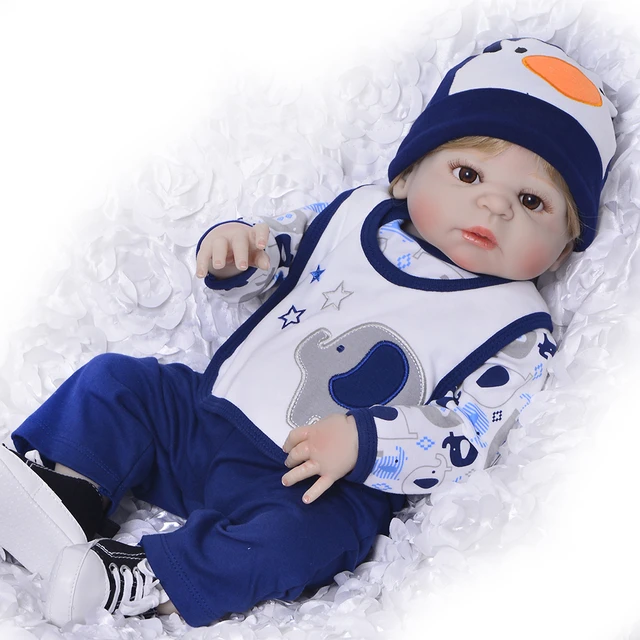 Boneca bebes reborn 23 57cm Full silicone vinyl reborn baby boy body dolls  toys for children gift realita menino toddler - AliExpress