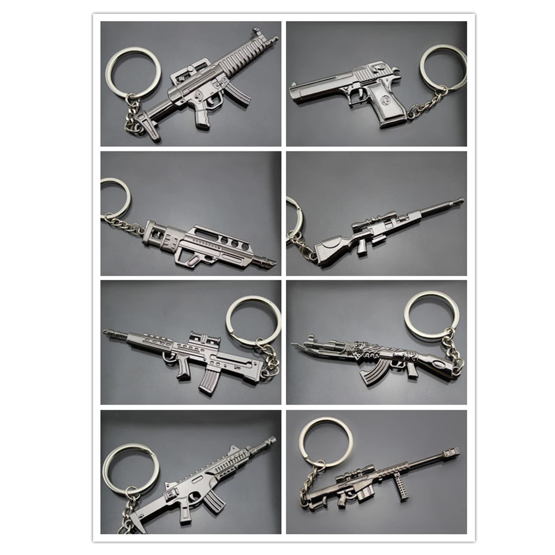 Dewtreetali Gun Keychain Stainless Steel Model Key Chain Weapons Gold ...
