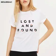 Halajuku рубашка женская одежда лето Lost And Found Письмо Печатные Свободный Повседневный хлопковый с коротким рукавом женские футболки большие