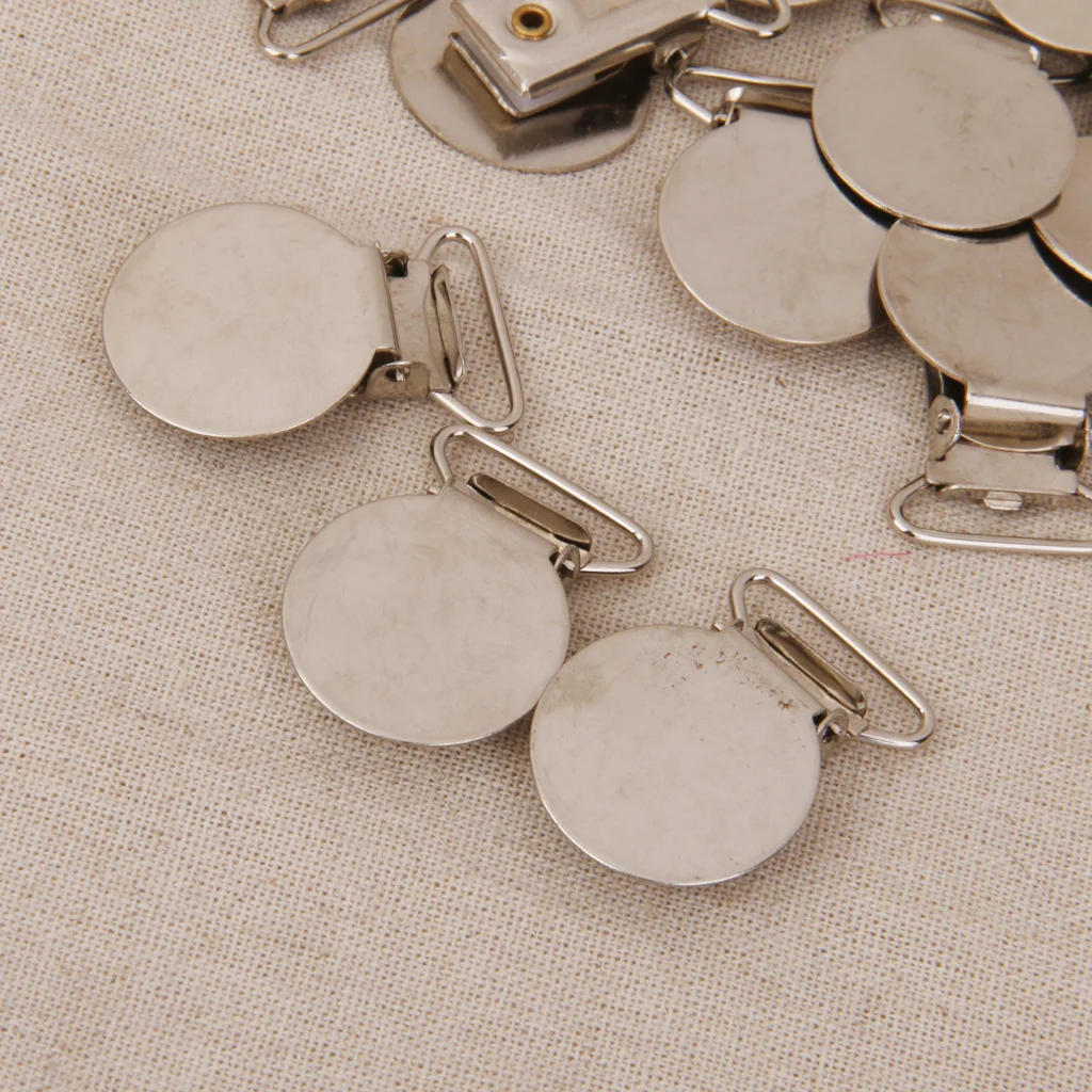 20x Round Lead Free Suspender Pacifier Dummy Clip Buckle Ribbon Sewing 20mm