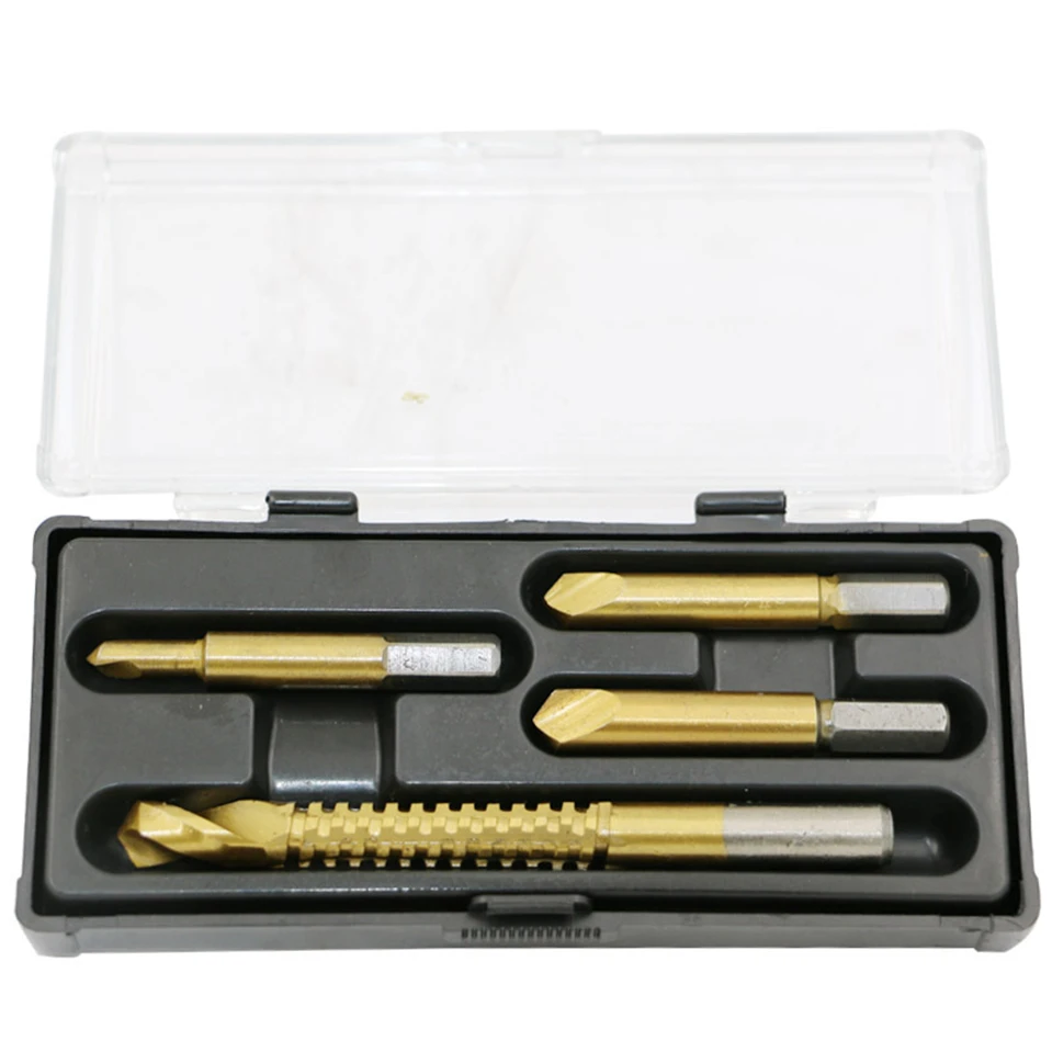 4pcs/set broken head screw extractor band saw drill high speed steel