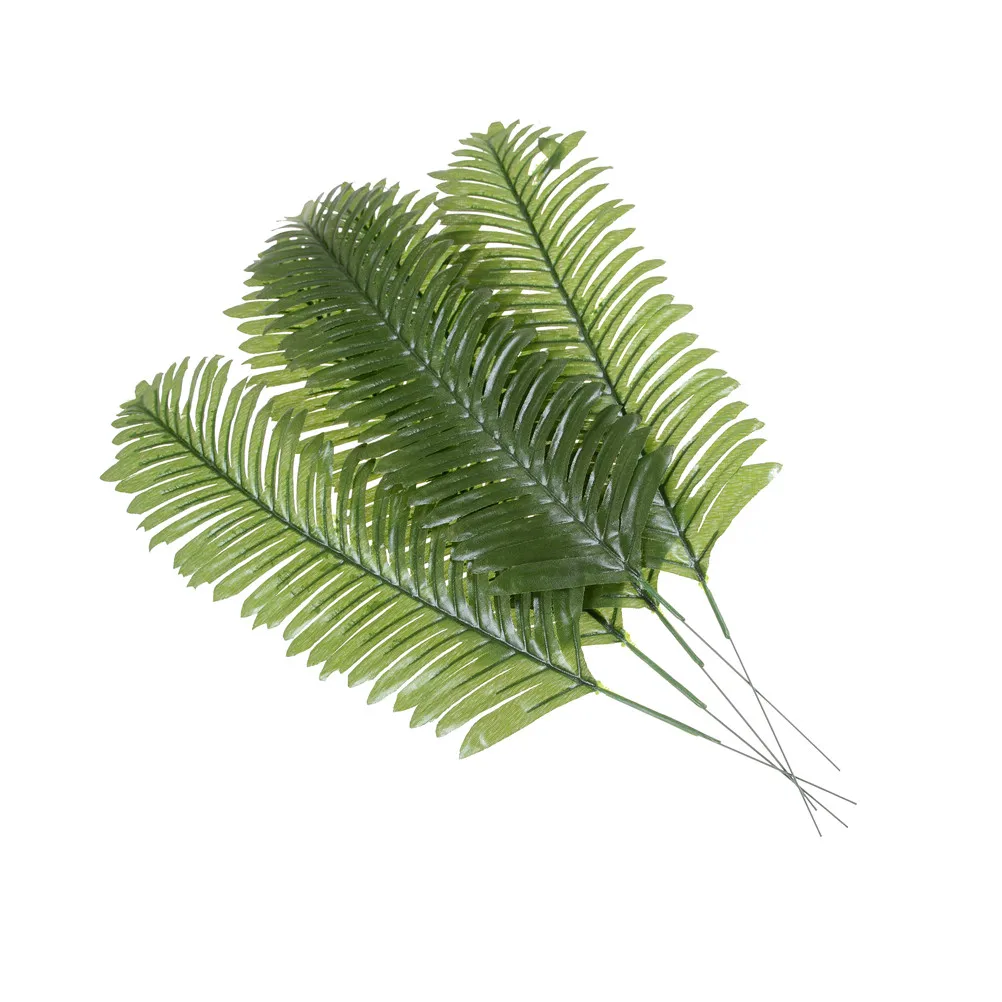 

Artificial fake Plastic Leaves green plants Fake Palm Tree Leaf Greenery for Floral flower Arrangement flore wedding decoration