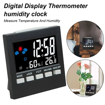 

LED with backlight temperature and humidity display clock Digital Thermometer Hygrometer Clock Weather Station Forecast