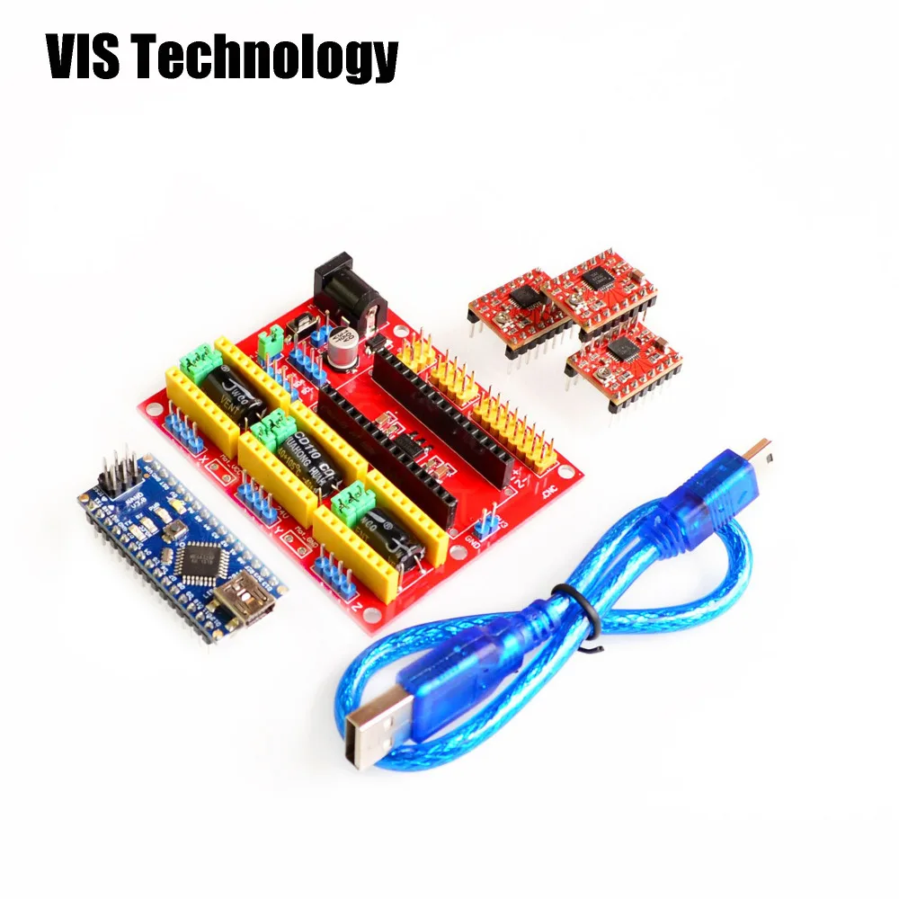 Гравировальный станок 3D V4 с ЧПУ Щит Nano 3 0 CH430 USB A4988 Reprap Шаговые драйверы для GRBL CNC