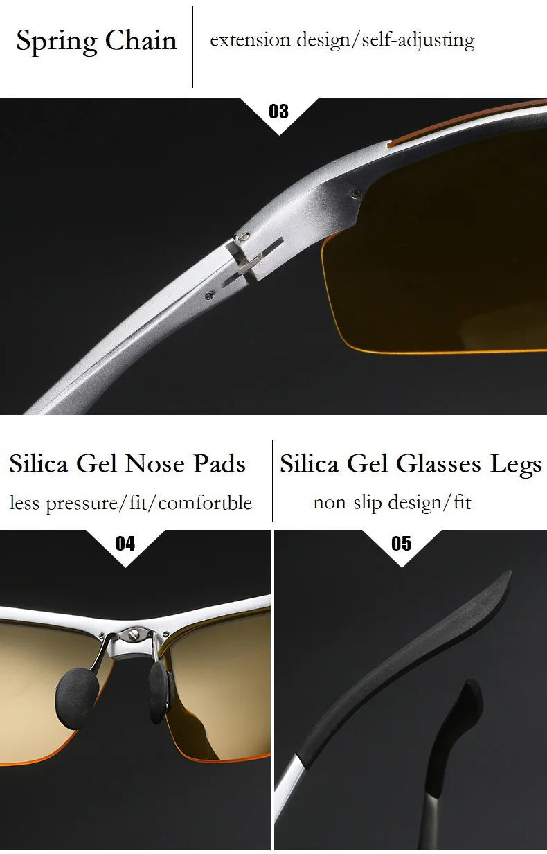 YSO очки ночного видения мужские алюминиевые магниевые поляризованные очки ночного видения для вождения автомобиля антибликовые очки 8003