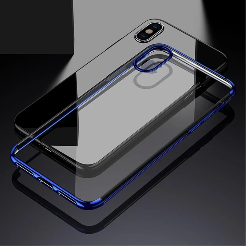 

BINYEAE for iPhone X Luxury Fashion Transparent Clear TPU Soft Plated Mobile Phone Back Shell for iPhone X Case For iPhone 10