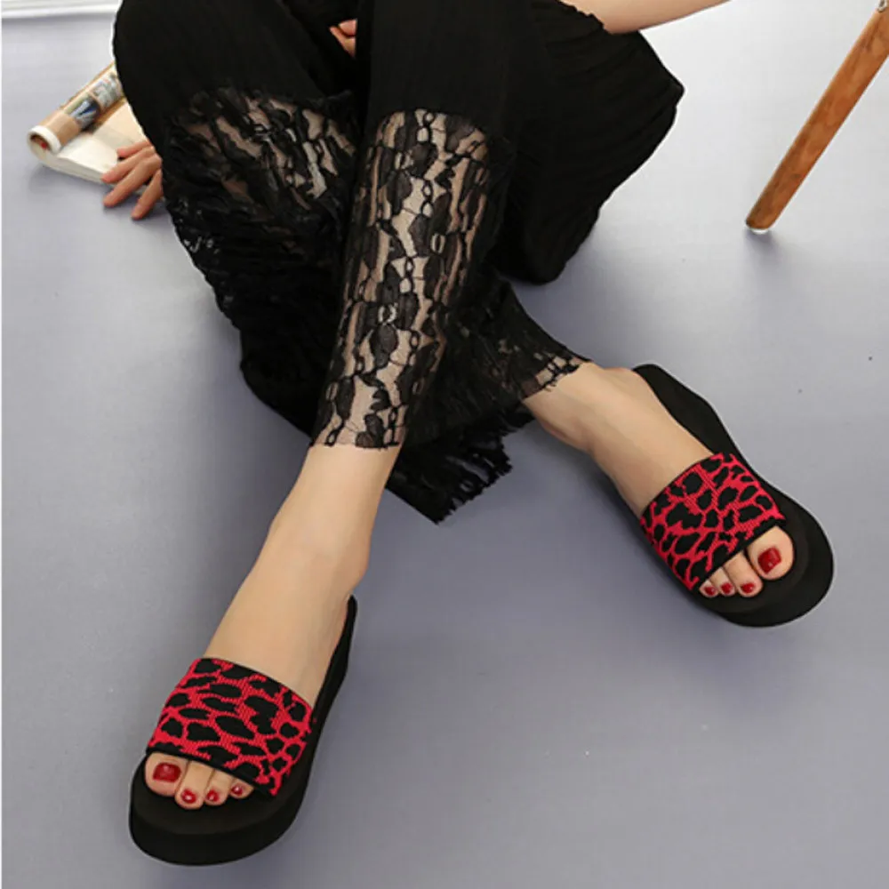 

One word with sandals female muffin wedges non-slip beach shoes Summer Women Shoes Platform Bath Slippers Wedge Slope Slippers
