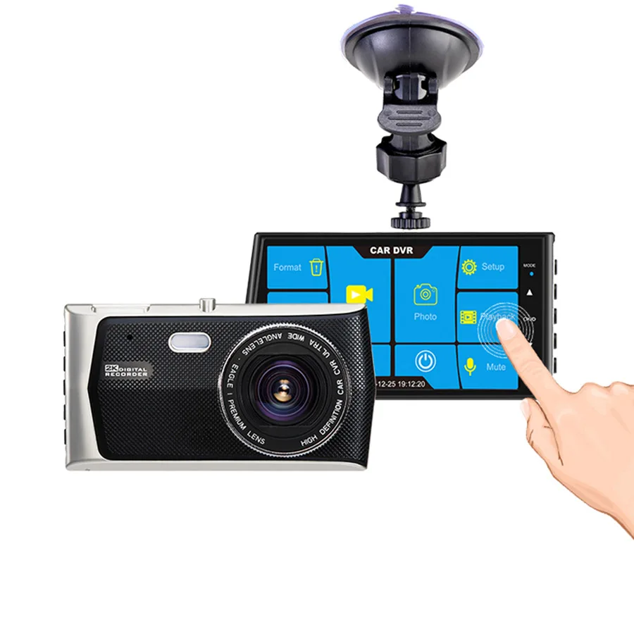 QUIDUX 4," ips сенсорный экран Автомобильный видеорегистратор Камера FHD 1080P Автомобильный видеорегистратор регистратор с ночным видением двойной объектив видеорегистратор видеокамера