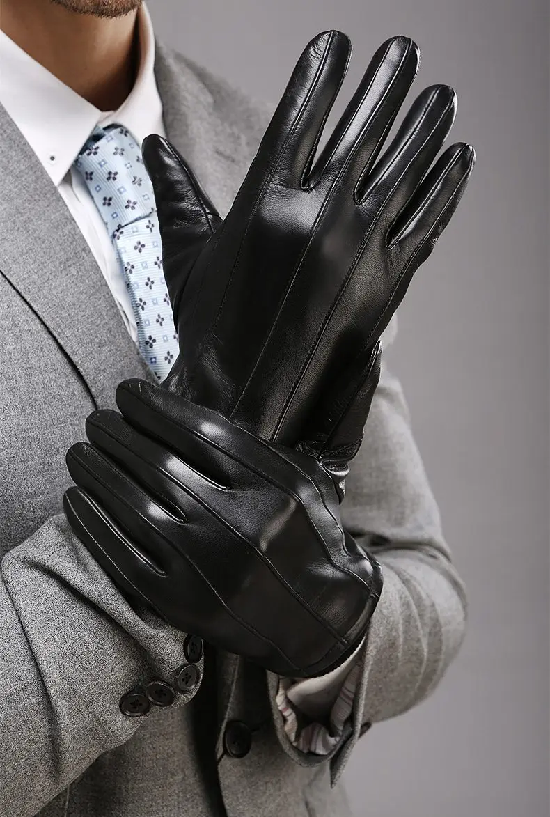 NEW Genuine Leather Glove For Men Warm Gloves With Wool Lining Top