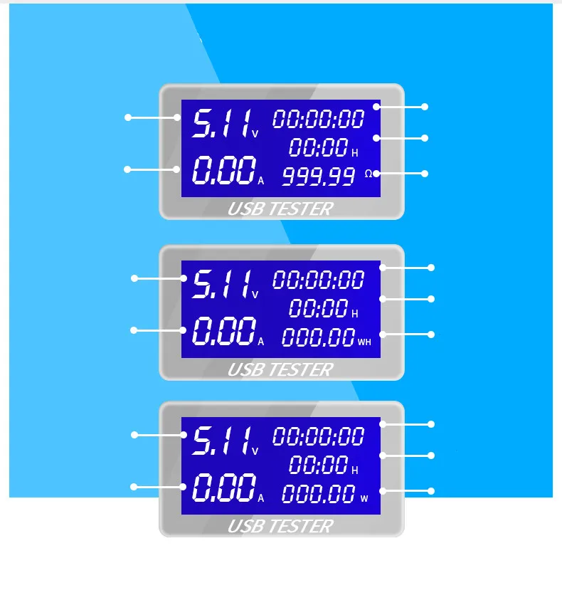 8 в 1 QC2.0 3,0 USB Тестер Цифровой вольтметр напряжение тока измеритель емкости энергии индикатор питания детектор Скидка 40