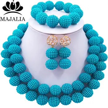 

Majalia Fashion Classic Nigeria Wedding African Beads Jewelry Set Blue Crystal Necklace Bridal Jewelry Sets 2CA007