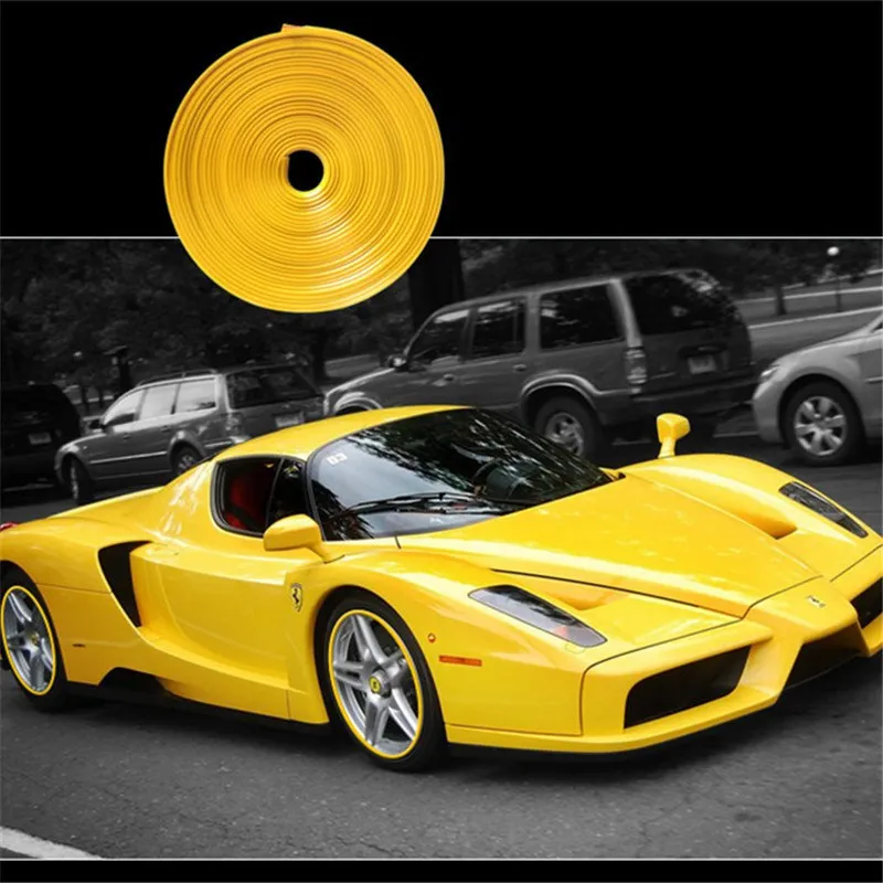 8M Car Wheel Hub Decorative Circular Strip Rim Edge Protector Ring Tire Guard Sticker Line Rubber Strip Car Styling Mouldings    (11)