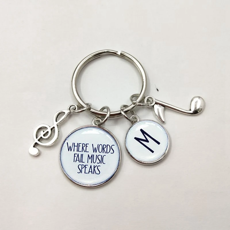 

Music Keychain, Music Lover, Monogram, Personalized Gift, Stocking stuffer, Musical Notes, Treble Clef, key ring, keychain