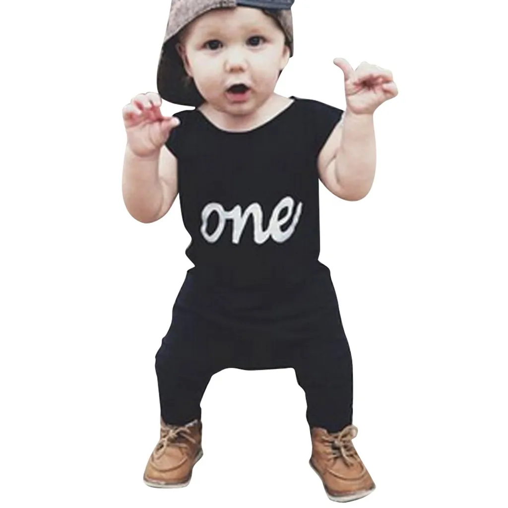 

Infant Baby Boys Girls Sleeveless Letter Print Jumpsuit Romper Clothes