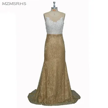 

Elegant Sleeveless Mermaid Long Prom Dresses 2016 Women Scoop Neck Fashion Evening Dress Lace Beaded Special Occasion Dresses