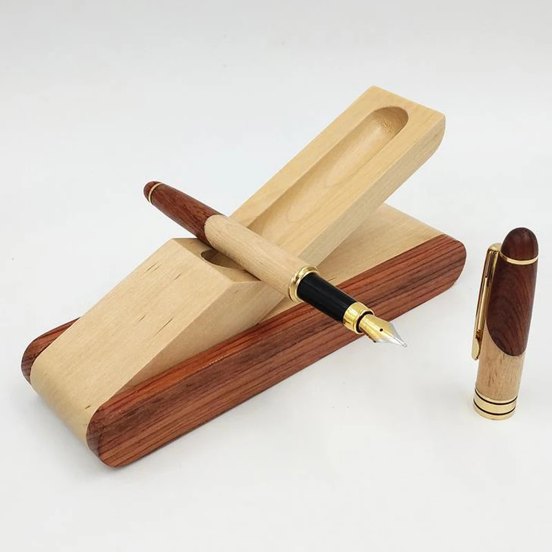 

Luxury Handmade Rosewood Maple Fountain Pen Set Writing Natural Fight wood Pen Set for bussiness and school office as gifts