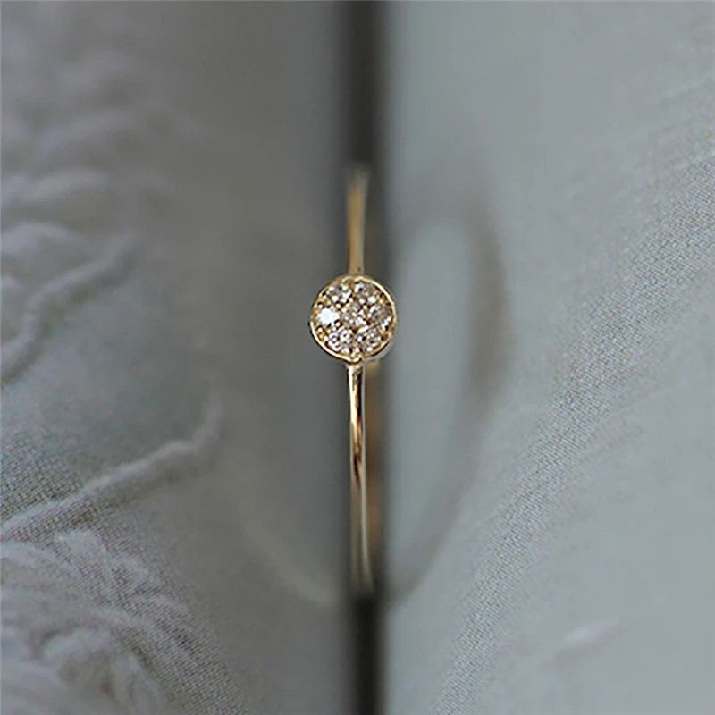 ROMAD тонкое маленькое кольцо с кубическим цирконием золотого цвета, тонкое кольцо для женщин, модное кольцо, R4