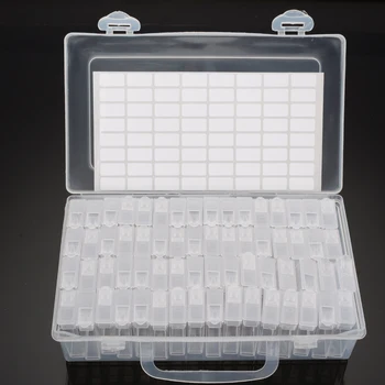 

1 Box 64 Slots Lattice Home Storage Box Container Diamond Embroidery Painting Accessory Box Portable Plastic Clean Case
