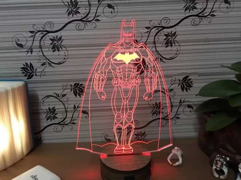 Железный человек светильник Бэтмена Marvel Avengers 3D ночник лампа супергероя USB +