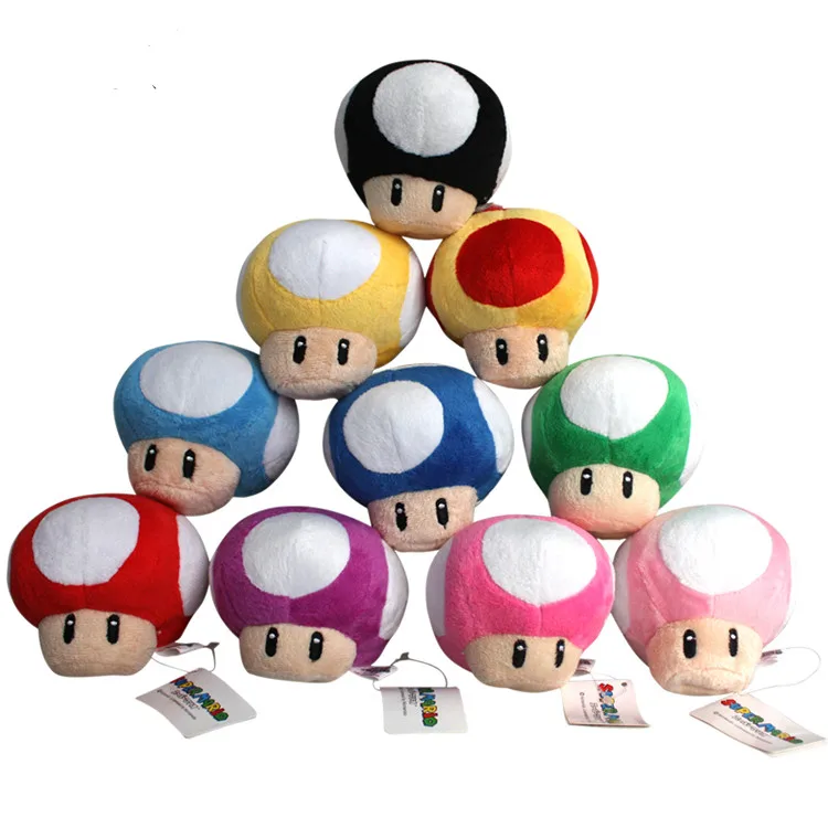 New 2016 year One set 1 Pcs Super Mario Bros Mushroom Key Chain Soft Plush Toy