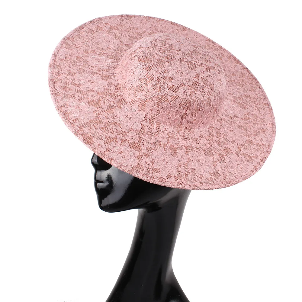 Новое поступление 30 см бежевый большой размер millinery имитация Sinamay вуалетки база с кружевом вечерние аксессуары для волос DIY Коктейльные шапки
