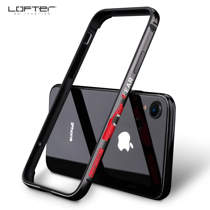

LOFTER Luxury New Fashion Aluminum Metal Bumper for iphone XR cartoon pattern Protective Shield Frame for iphone XR