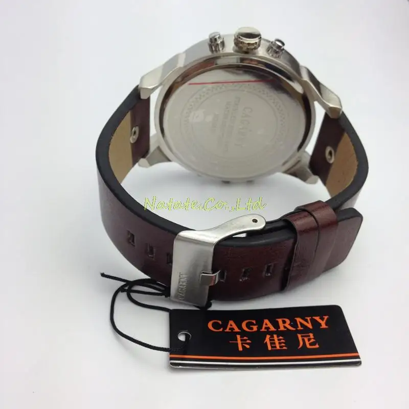 NATATE люксовый бренд Мужские кварцевые часы с двойным движением Мужские t часы CAGARNY водонепроницаемые спортивные военные наручные часы 0840