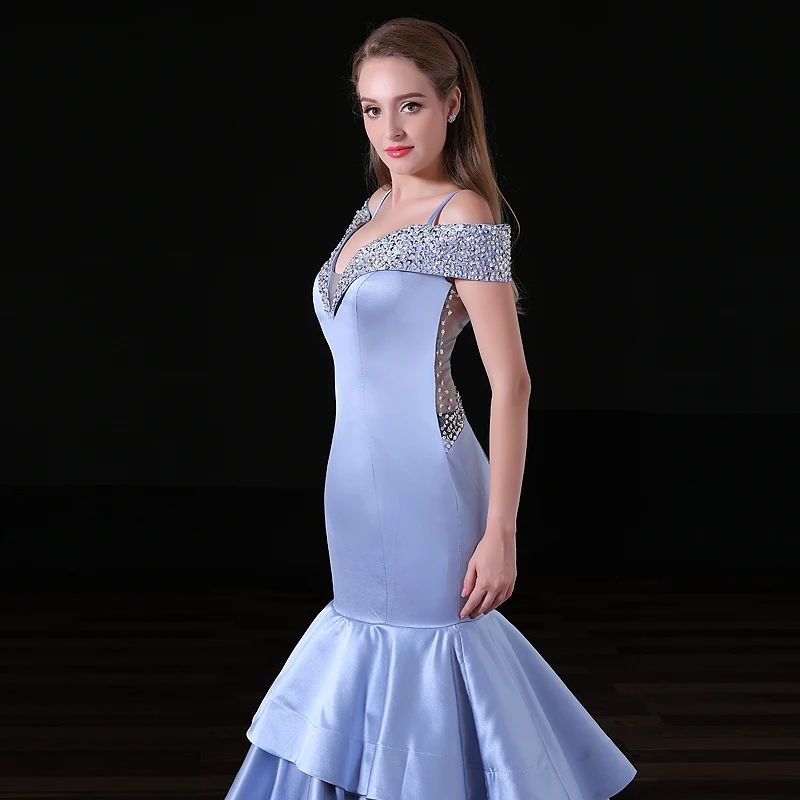 Forevergracedress Новинка Русалка платье для выпускного вечера спагетти Бретели для нижнего белья длинные Уровни оборками Homecoming партии платье