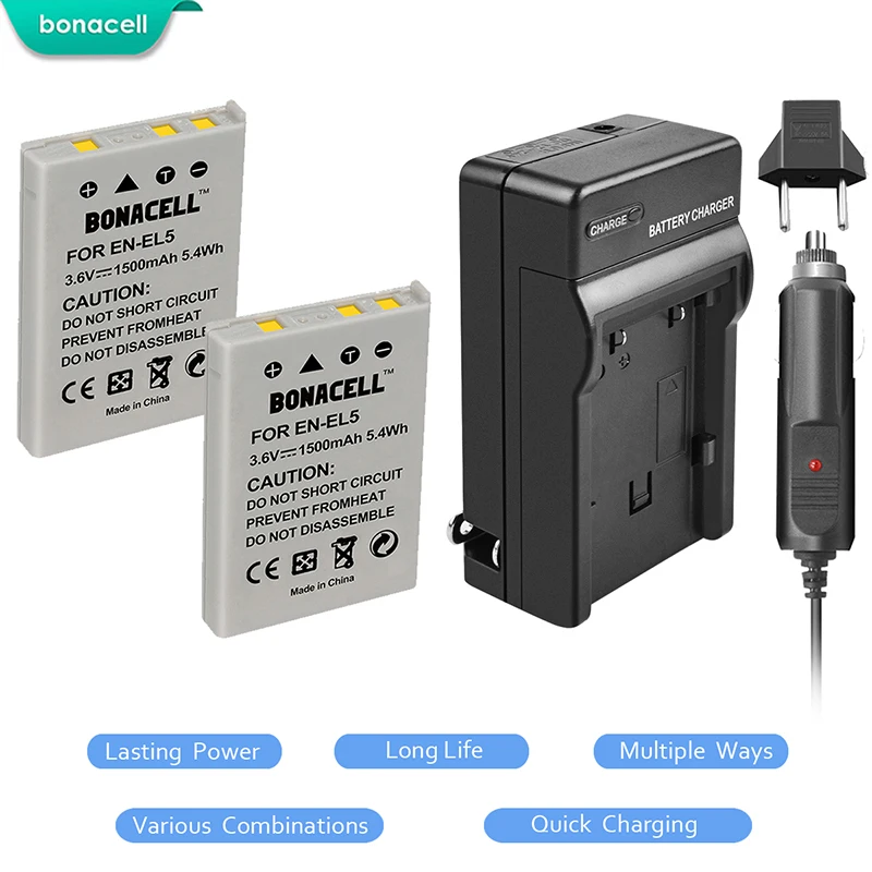 Bonacell 1500 мА/ч, 3,6 V EN-EL5 RU EL5 Замена Батарея + Зарядное устройство для цифровой камеры Nikon Coolpix P500 P510 P520 P530 P4 P80 P90 P100 P500