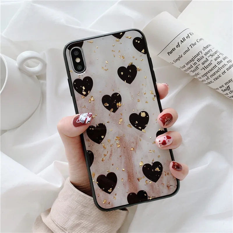 

Cover sFor VIVO X9/X9S /Y6/V5S/V5 LITE/V7/Y67/Y81/Y75/Y85/V9/Y97/Y93 Luxury Gold Foil love haer soft silicon case fundas coque