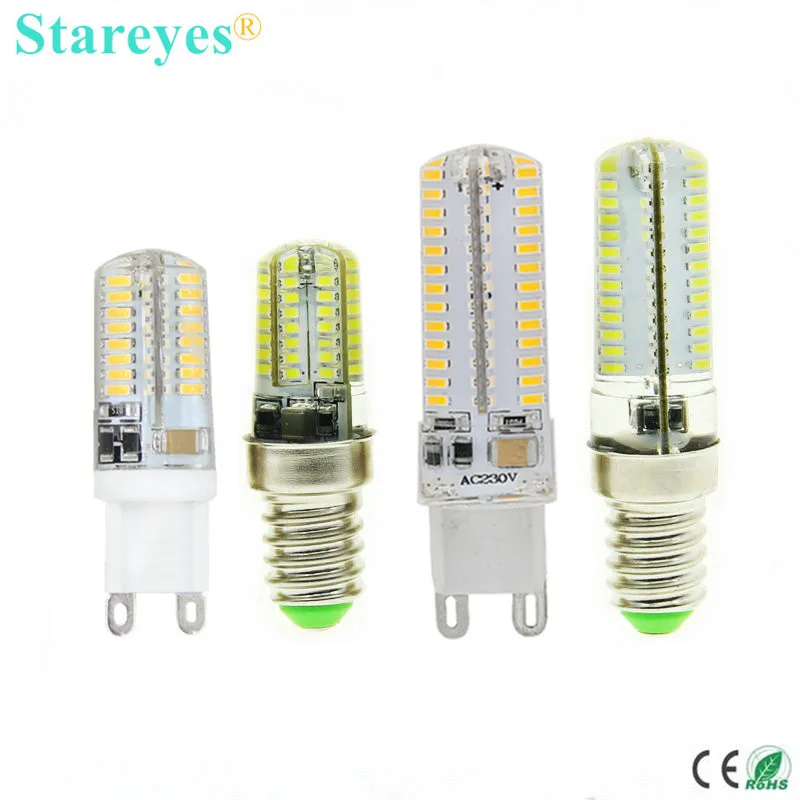 1 шт. силиконовый G9 E14 AC220V 6 Вт 9 SMD 3014 64 104 LED Хрустальная Кукуруза Светодиодная лампа