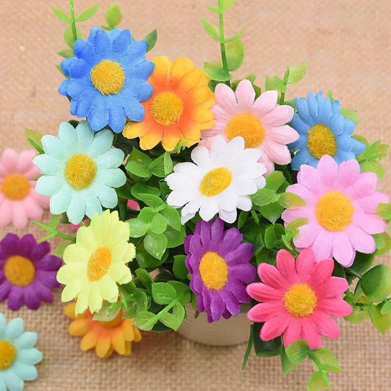 

100Pcs 4cm Artificial Silk Sunflower Handmade Flower Head DIY Wreath Craft Scrapbooking Fake Flower Wedding Decoration